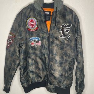 Echo Untld Bomber Green Camo Jacket Patches All Crews Major Hoodie men’s Large